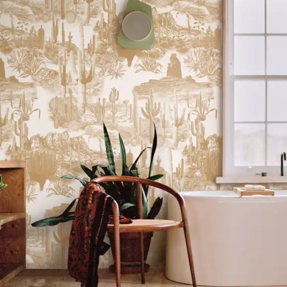 Papier Peint Cactus dans le Désert Beige 250×200 cm
