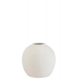 Vase rond ciment blanc H28cm