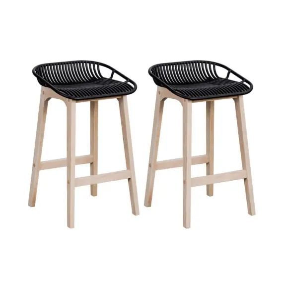Lot de 2 tabourets de bar noirs