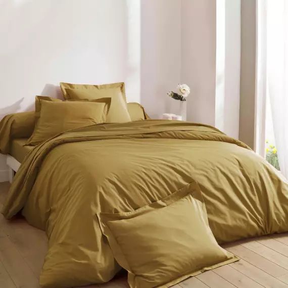 Housse de couette 260×240 jaune ocre en coton