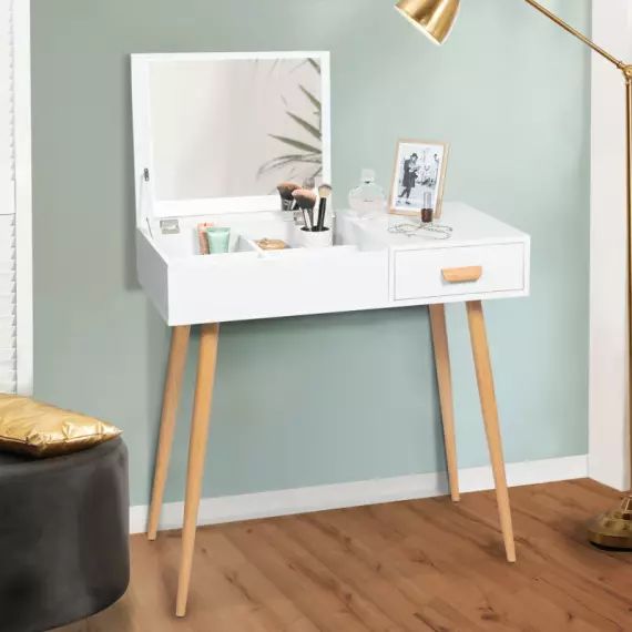 Meuble coiffeuse blanche style scandinave
