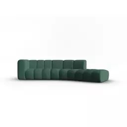 Canapé droit 5 places en tissu chenille vert
