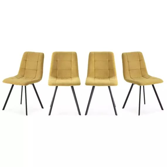 Lot de 4 chaises en tissu jaune