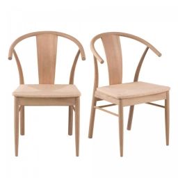 Lot de 2 chaise style rétro en bois blanc