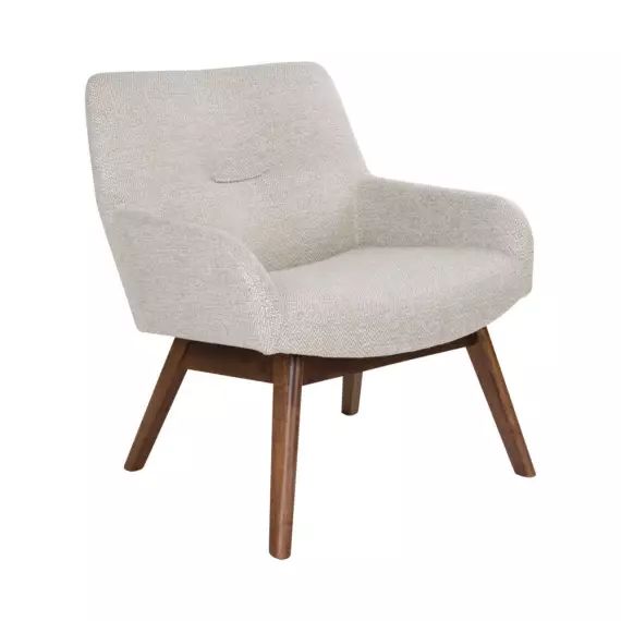 Fauteuil en tissu et pieds en bois naturel ecru