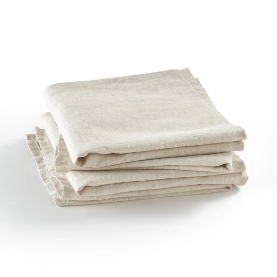 Lot de 4 serviettes de table pur lin, Linette