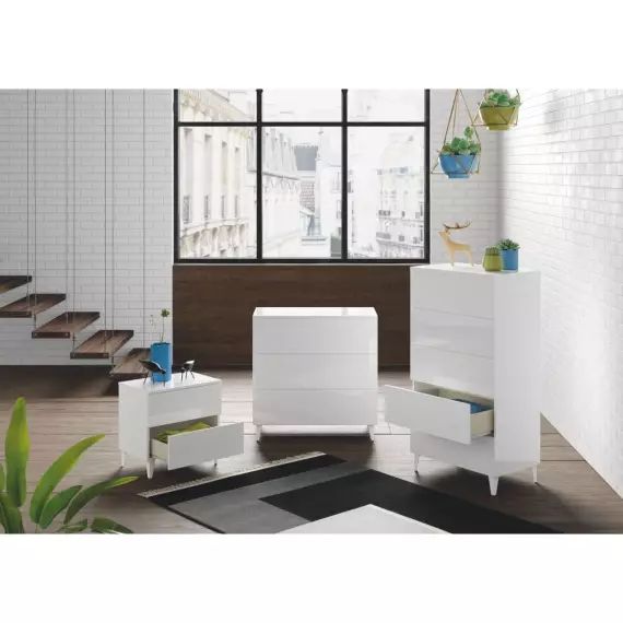 Commode AMIR 3 tiroirs L80 x H80cm – Blanc – 80 x 40 x 80 cm – Usinestreet