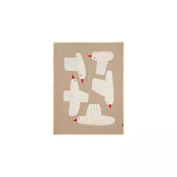 Plaid enfant Bird quilted en Tissu, Polyester recyclé – Couleur Beige – 80 x 110 x 1 cm – Designer Trine Andersen