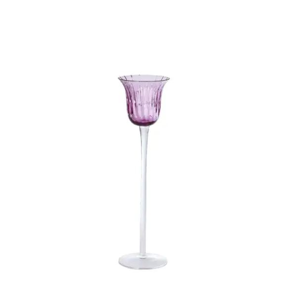 Photophore en verre soufflé violet H30