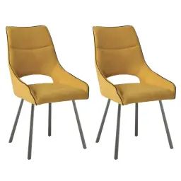 Lot  de 2 chaises tissu coloris jaune