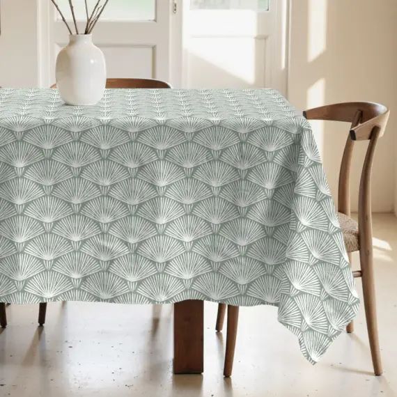 Nappe enduite anti-taches 100% coton bleu 140×140 cm