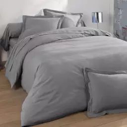 Housse de couette 260×240 gris galet en coton