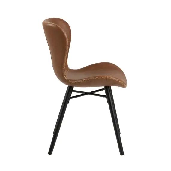 Lot de 2 chaises en simili camel pieds noir