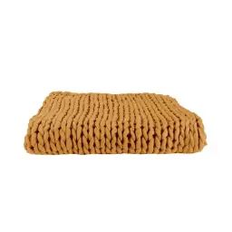 Plaid grosses mailles chunky 120 x 150 cm jaune