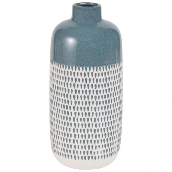 Vase en céramique bleue motifs gouttes H30
