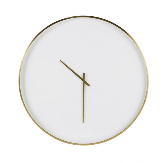 Horloge blanche en métal doré D86