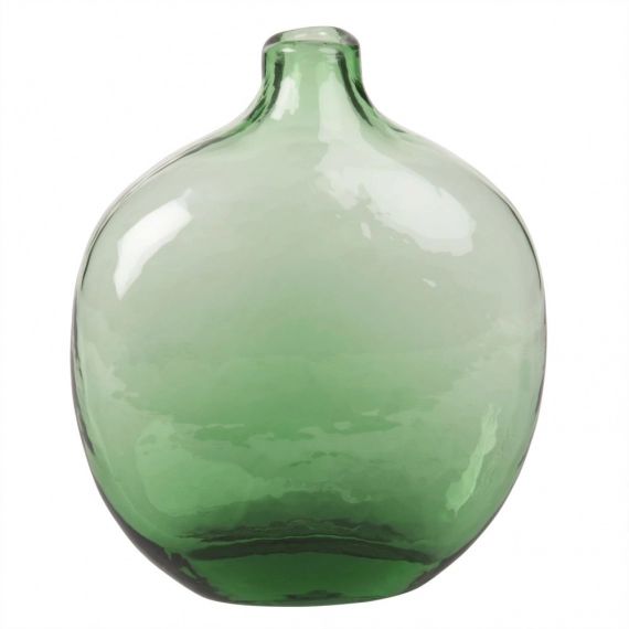 Vase plat en verre teinté vert H24