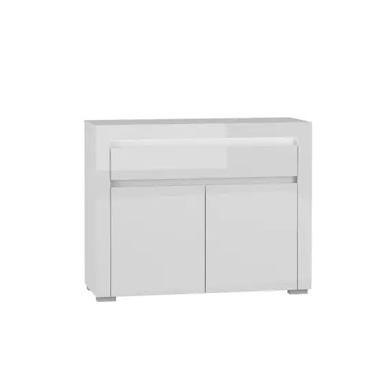 Buffet 2 portes 1 tiroir LED inclus stratifiés blanc