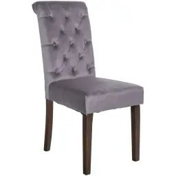 Chaise de salle à manger matelassée en velours Gris foncé