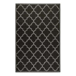 Tapis outdoor noir motif oriental gris pour entrée, extérieur 200×133