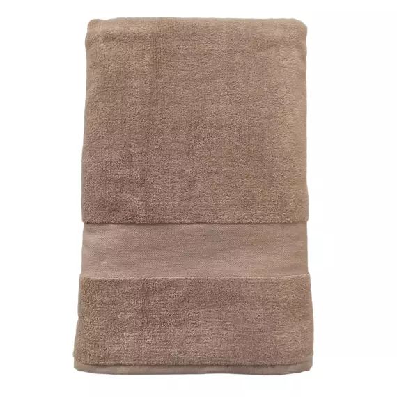 Serviette de bain éponge velours unie Classy Taupe 90×180