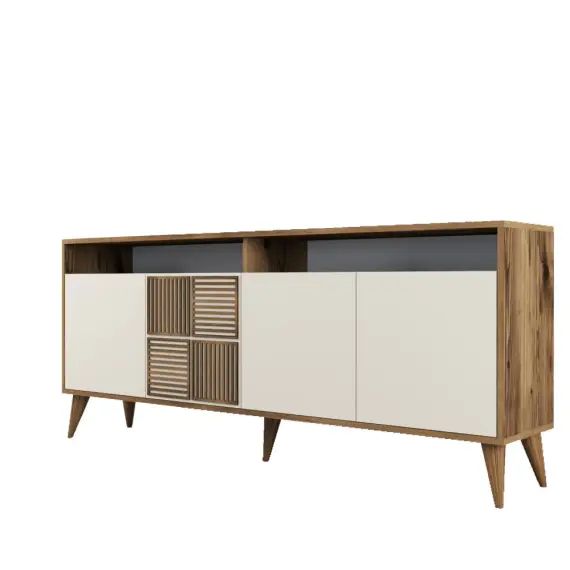 Buffet en aggloméré 4 portes milan noyer et crème