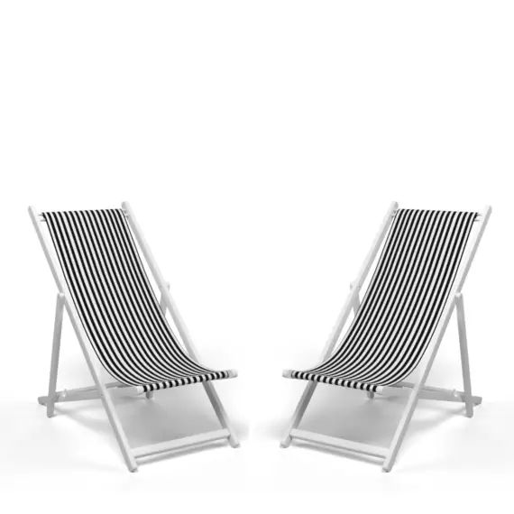 Lot de 2 chiliennes en bois noir et blanc