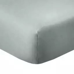 Drap housse 2 places coton gris argent 140×190 cm