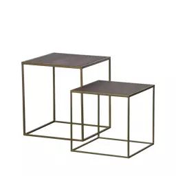 Nest – 2 tables basses gigognes carrées en métal et bois
