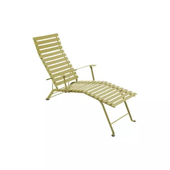 Chaise longue pliable inclinable Bistro en Métal, Acier laqué – Couleur Vert – 57 x 54.5 x 89 cm – Designer Patrice Hardy
