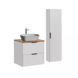 Ensemble meuble simple vasque 60cm et colonne stratifiés blanc