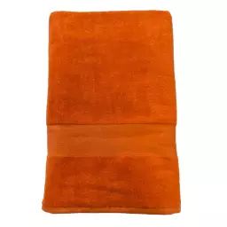 Serviette de bain éponge velours unie Classy Orange 90×180