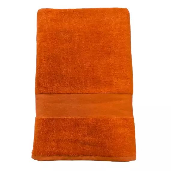 Serviette de bain éponge velours unie Classy Orange 90×180