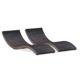 Lot de 2 bains de soleil en résine tressée chocolat