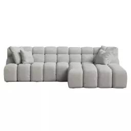 Canapé d’angle droit 2 places tissu gris
