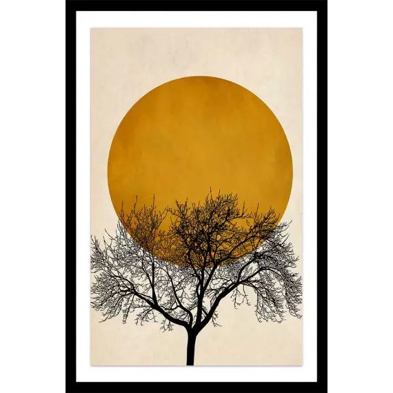 Affiche dessin arbre et sérénité » avec cadre noir30x45cm »