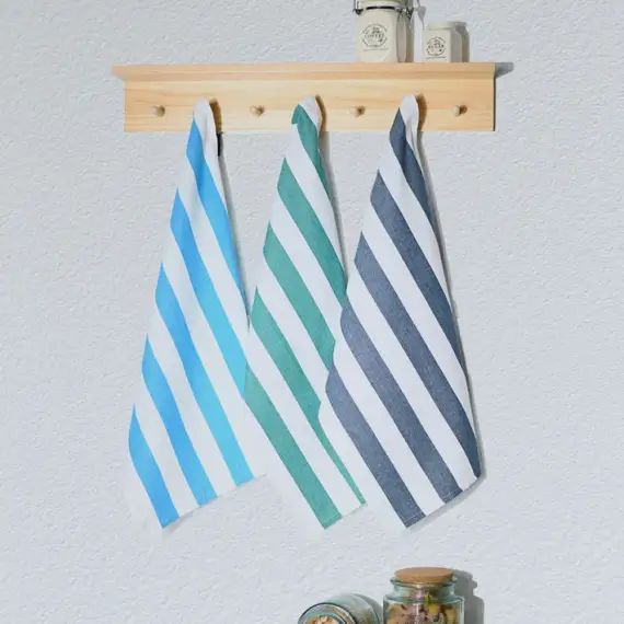 Lot de 3 torchons assortis coton  aqua/petrol/lavande 45×70 cm