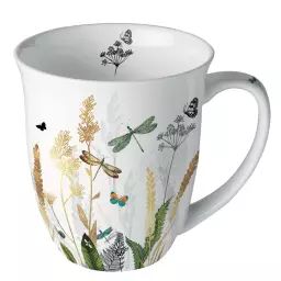 Tasse en porcelaine fine Libellules