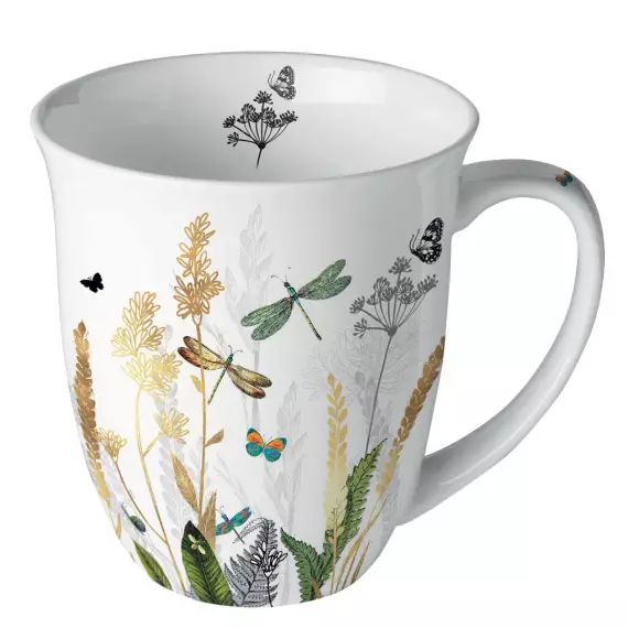 Tasse en porcelaine fine Libellules