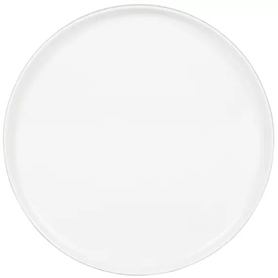 Assiette plate en grès jaune et blanc