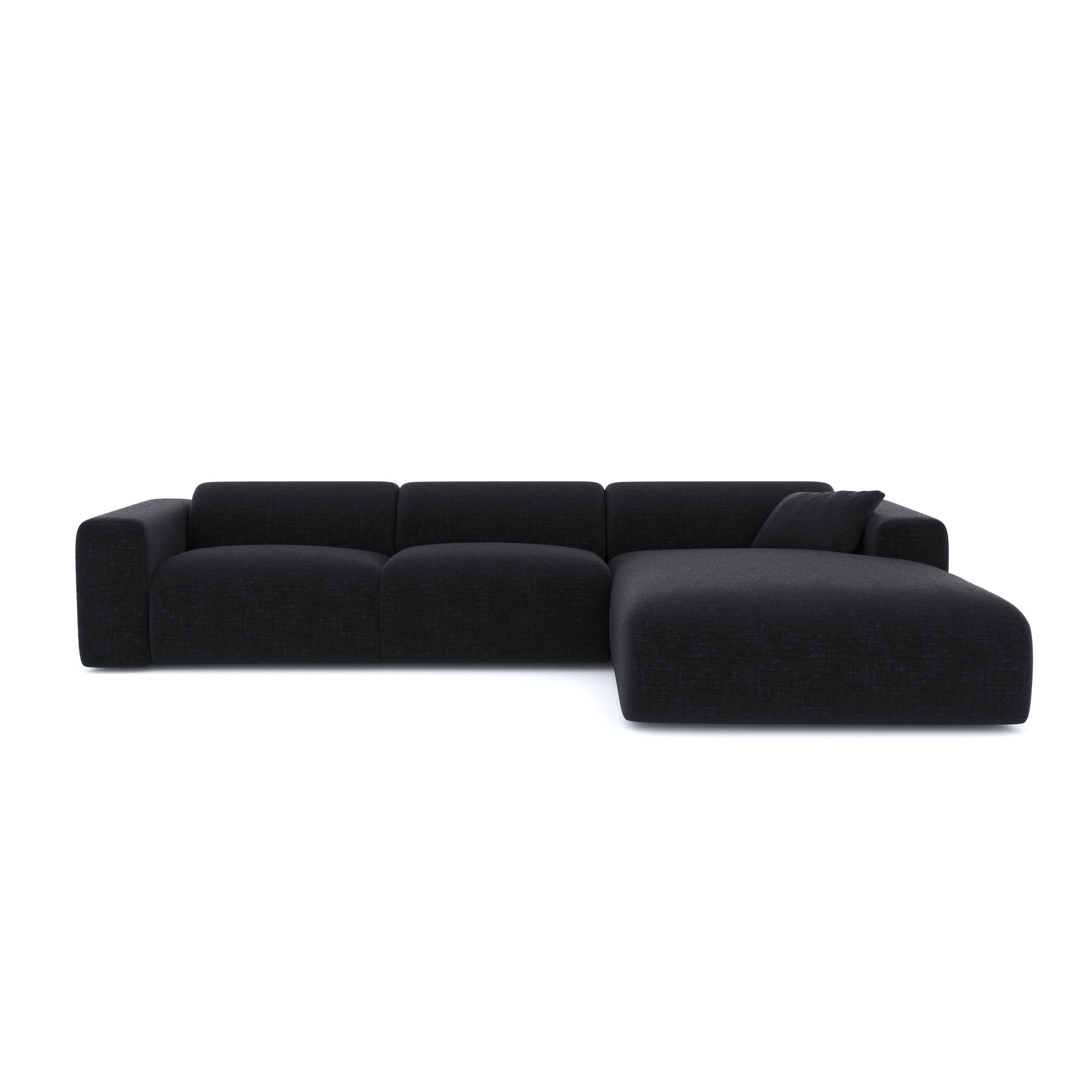 Canapé grand angle droit velours texturé noir