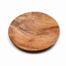 Assiette ronde moyenne en bois de teck