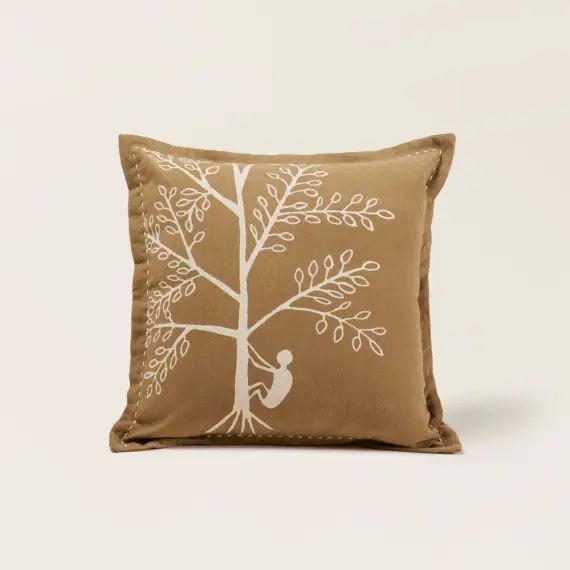 Housse de coussin 40×40 cm Marron et écru