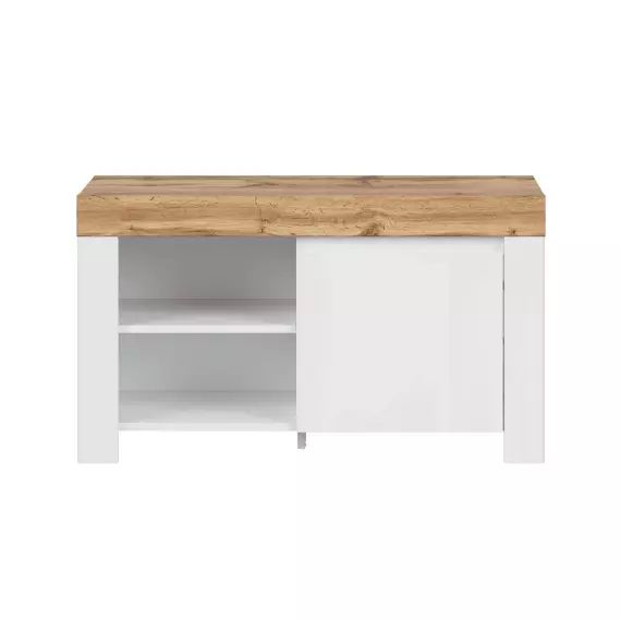 Meuble chaussures bas blanc et naturel