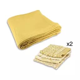 Set d’une nappe et 8 serviettes de table jaune