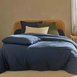 Housse de couette 140×200 bleu denim en coton