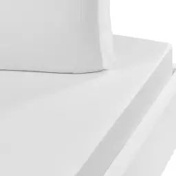 Drap housse uni en satin de coton Blanc 200×200 cm