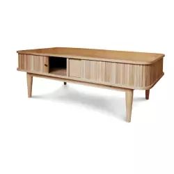 Table basse à rideaux en bois beige