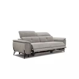 Canapé droit 3 places avec 2 relaxe électriques tissu taupe