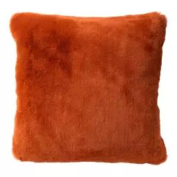 Housse de coussin orange fausse fourrure-60×60 cm uni